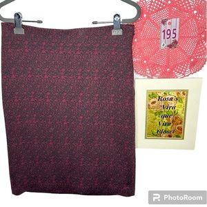 Grace Burgundy and Black Pencil Skirt Size 10